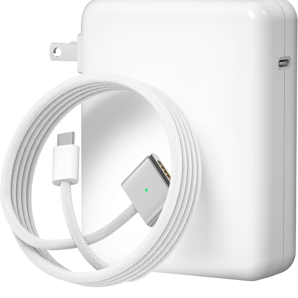 White USB-C Magnetic Charging Cable with Power Adapter